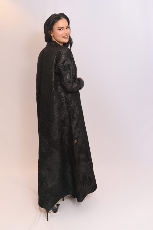 عباية الجاكار الفاخرة باللون الأسود FA 519