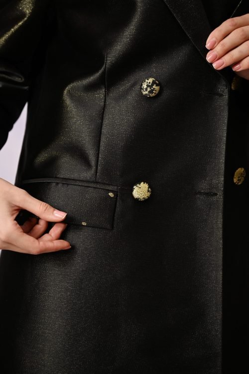 عباية البليزر الجاكار السوداء بتطريز ذهبي FA 614