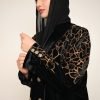 عباية مخمل أسود بتطريز ذهبي فاخر FA 621